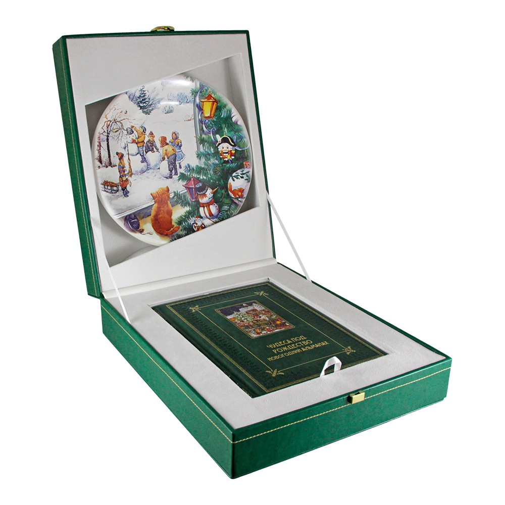 Набор с кожаной книгой и керамической тарелкой «Чудеса под рождество»