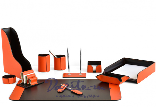 Настольный набор «Оранжевый из 11 предметов с бюваром»