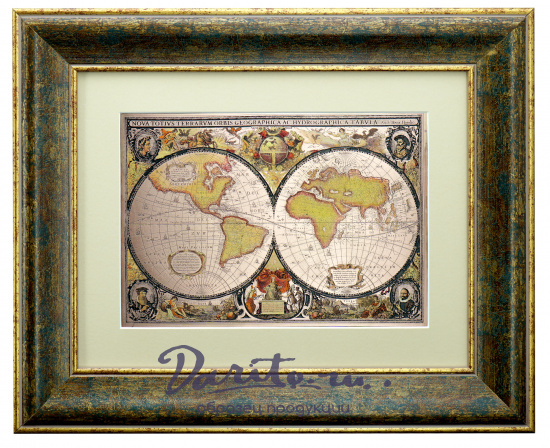 Гравюра на металле «Карта мира»