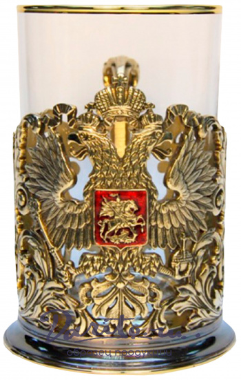 Подстаканник из латуни с эмалью «Герб орнаментальный»