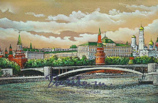 Гравюра на металле «Вид на Москва-реку и Кремль»